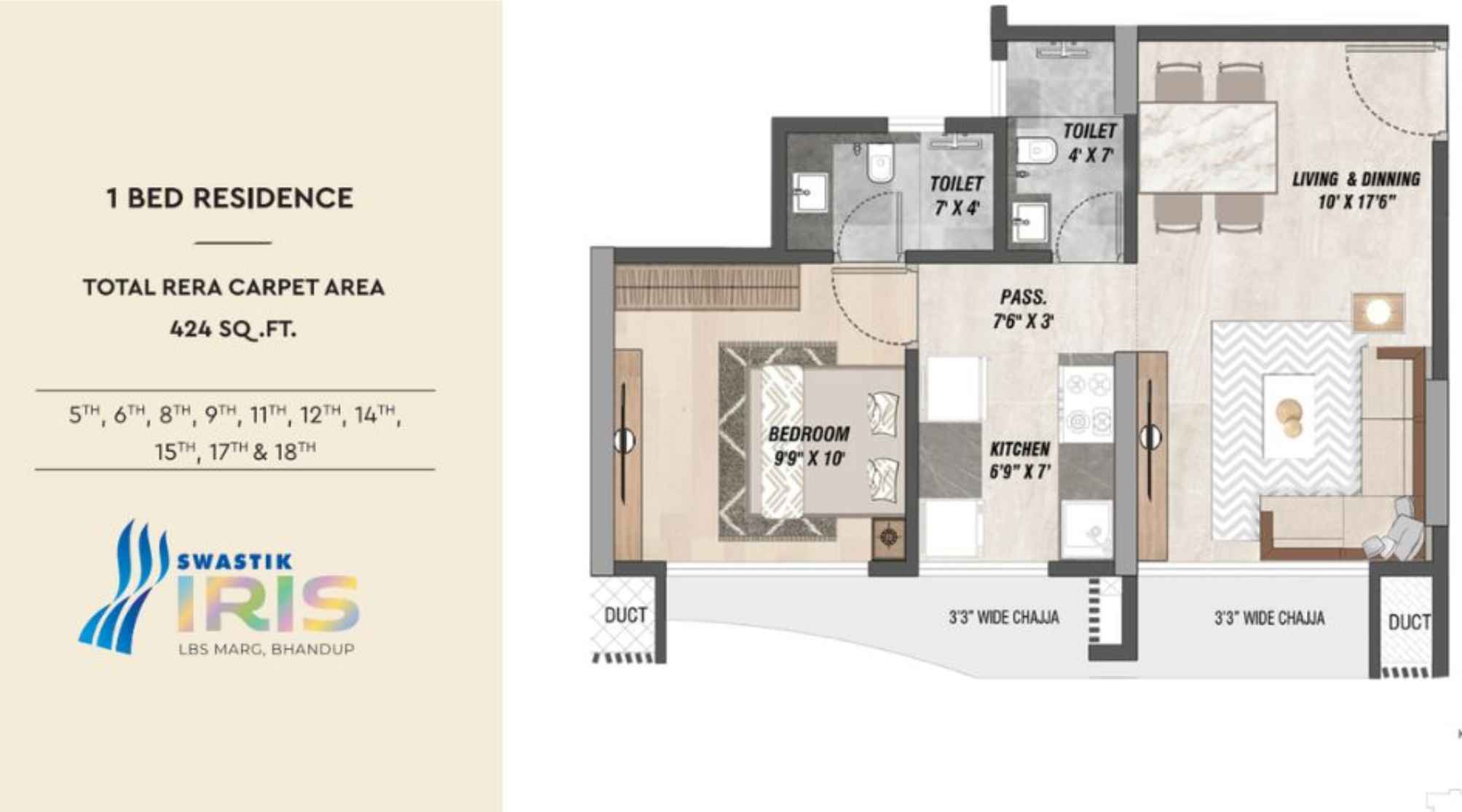 Swastik-IRIS-1-BHK-424-Sqft