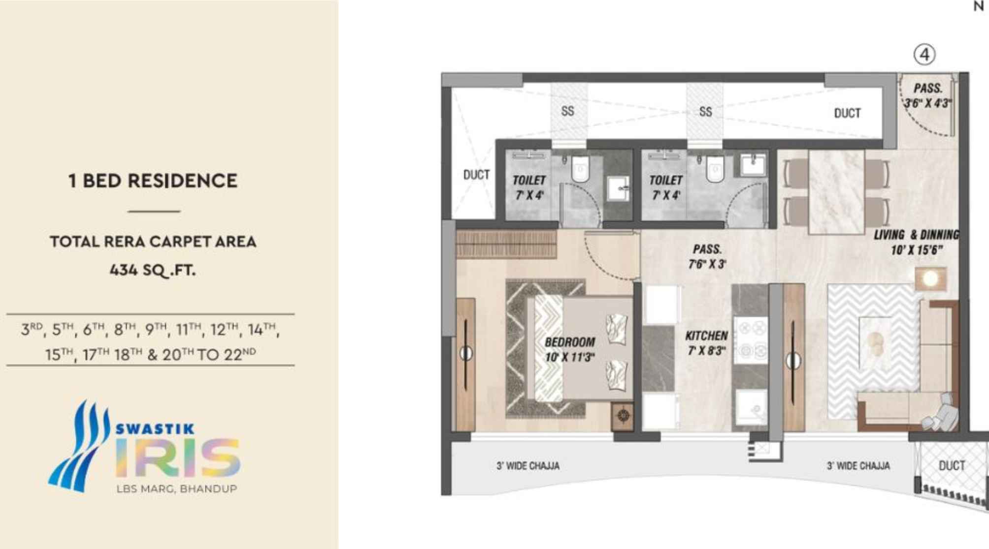 Swastik-IRIS-1-BHK-434-Sqft